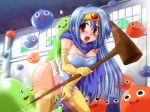 1girl :d :o bangs black_eyes blue_hair blue_skin blush breasts bubble_slime cape chunsoft circlet cleavage dragon_quest dragon_quest_iii dress elbow_gloves enix game_cg gem gloves green_skin hair_between_eyes holding imminent_rape indoors jumping large_breasts leaning_forward long_hair monster motion_blur no_bra o_o open_mouth orange_skin panties pink_panties red_eyes sage sage_(dq3) shirt short_dress sideboob skirt skirt_tug slime slime_(dragon_quest) slime_beth smile splush_wave staff standing surprised sweat taut_clothes taut_shirt thighhighs thighs torn_clothes torn_thighhighs underwear very_long_hair weapon window yellow_legwear you_gonna_get_raped