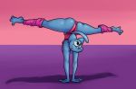 1girl 2015 aerobics anthro breasts cartoon_network cat digital_media_(artwork) feline furry handstand mammal nicole_watterson simple_background the_amazing_world_of_gumball thingshappen wide_thighs