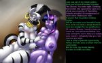 2girls anthro blush bottomless breasts female female_only friendship_is_magic furry groping hair horns horse horse_girl huge_breasts long_hair manip misterman4_(manipper) my_little_pony nude purple_hair spiral_eyes text topless twilight_sparkle unicorn yuri zecora