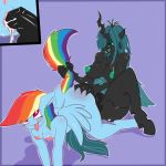 1girl 2016 ahegao anthro anus cum cum_inside friendship_is_magic furry futanari futanari_on_female looking_pleasured my_little_pony queen_chrysalis rainbow_dash saurian_(artist) sex