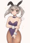  1girl 1girl 1girl alluring alternate_costume animal_ears bare_arms bare_shoulders bow bowtie breasts bunny_ears bunny_girl bunnysuit covered_navel cowboy_shot detached_collar fake_animal_ears female_only fire_emblem fire_emblem_awakening grey_background grey_eyes grey_hair high_res long_hair looking_at_viewer medium_breasts nintendo pantyhose purple_bow purple_bowtie purrlucii rabbit_ears robin_(fire_emblem) robin_(fire_emblem)_(female) simple_background smile standing thighs twin_tails wrist_cuffs 