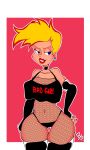  1girl bad_girl bad_girl_(text) banana_spear big_breasts breasts cleavage female_only fishnet fishnet_bodysuit fishnet_clothes genderswap jenny_test johnny_test johnny_test_(character) 