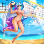 big_breasts breasts horn my_little_pony my_little_pony:_friendship_is_magic nipples nude princess_celestia pussy racoonkun_(artist) volleyball wings