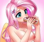 1girl breasts eating fluttershy friendship_is_magic innuendo my_little_pony nipples racoonkun suggestive_food topless wings