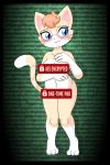  alfa995 anthro blue_eyes blush breasts cat cleavage clothed clothing english_text eyewear feline frown furry gif glasses mammal nude queen_(alfa995) slightly_chubby text 