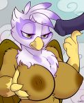 1girl 2016 absurd_res animal_genitalia animal_penis anthro anthrofied areola avian beak big_breasts breasts brown_feathers duo equine_penis eyelashes feathers friendship_is_magic furry gilda gryphon half-closed_eyes hand_on_breast high_res male my_little_pony nipples penis skoon smile solo_focus white_feathers wings yellow_eyes