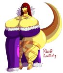 anthro claws gigantic_ass gigantic_breasts hourglass_figure lizard lizard_girl purple_eyes red_hair riku tail