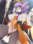 1girl 2016 anthro bear big_breasts big_penis blush breasts clothed clothing cosplay dickgirl furry green_eyes hair highres humanoid_penis intersex looking_at_viewer mammal mercy_(overwatch) overwatch panda penis precum purple_hair sukebepanda testicles vein video_games