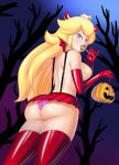  ass big_ass big_breasts blonde_hair blue_eyes bluebullpen breasts cosplay devil devil_horns devil_wings gloves halloween horns lollipop looking_at_viewer looking_back panties princess_peach sexy_ass sideboob single_breast super_mario_bros. upskirt wings 