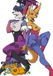  1girl 2016 alpha_channel anthro areola big_breasts breasts canine cosplay duo erect_nipples fara_phoenix fox furry halloween holidays krystal mammal nintendo nipples star_fox video_games yawg 