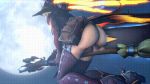 1girl 3d 3d_(artwork) animated animated_gif ass big_ass blizzard_entertainment blonde_hair broom dildo dildo_on_vehicle flying gif halloween mercy_(overwatch) moon overwatch pussy sexy_ass witch witch_hat witch_mercy_(overwatch)