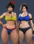 2_girls 3d alluring athletic_female big_breasts dark-skinned_female duo_(artist) female_abs fit_female hagiwara_studio josie_rizal kazama_asuka namco panties sports_bra tekken tekken_7 tekken_tag_tournament_2 thick_thighs wide_hips