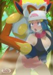 1boy 1girl ambiguous_penetration blue_hair blush clothed_female_nude_male cum cum_in_orifice cum_inside dawn dawn_(pokemon) female female_human female_human/male_pokemon hat hikari_(pokemon) human human/pokemon infernape interspecies long_hair male male/female male_pokemon open_mouth outdoor outdoor_sex outside pokemon pokephilia redradrebel sex skirt standing standing_sex taken_from_behind tongue_out