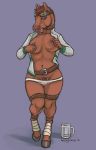 1_anthro 1_female 1_girl 2016 anthro anthro_only belt big_breasts blue_eyes bottomless breasts brown_fur chewycuticle clothed clothing colored_sketch ear_piercing equine exposed_breasts eyewear female female_anthro female_only fur furry ginger goggles hooves horse leg_wraps licking licking_lips looking_at_viewer mammal nipple_pinch nipples no_bra open_jacket panties partially_clothed piercing pinch pubic_hair pussy_hair pussy_juice signature simple_background solo standing teasing tongue tongue_out underwear wet_panties wraps