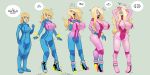 ass ass_expansion before_and_after big_ass big_breasts bimbofication blackshirtboy blackshirtboy_(artist) blue_eyes breast_expansion breasts metroid mind_control samus_aran yellow_hair