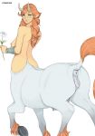  1girl 2014 anatomically_correct anatomically_correct_pussy animal_genitalia anus ass big_breasts blush breasts centaur edit equine equine_pussy etheross hair human looking_at_viewer mammal nipples nude pointy_ears presenting presenting_hindquarters pussy raised_tail standing taur teats 