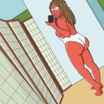  ass bikini breasts dr._zoidberg futurama genderswap mirror one-piece_swimsuit pose sideboob standing zoidberg 