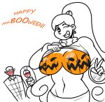 1boy 2_girls 2girls big_breasts bodypaint breasts dipper_pines disney frostbiteboi gravity_falls halloween jack-o'-lantern mabel_pines multiple_girls navel pacifica_northwest paint pumpkin_breasts shiny shiny_skin smile surprise v