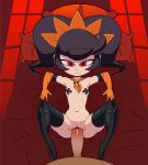 angry animated ashley big_breasts black_hair breasts female halloween looking_at_viewer male nude red_eyes stomach_bulge theboogie vaginal vaginal_penetration warioware your_slut_daughter