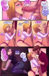 1boy 1girl bed blonde_hair comic fellatio hair incest oral peeking tease