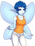 aislinn big_breasts blue_eyes blue_hair blue_skin breasts cheshirecatsmile37 cleavage fairy fairy_wings trials_in_tainted_space wings