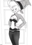 1girl 1girl 2016 anthro backlash91 big_breasts breasts canine cleavage clothed clothing conditional_dnp disney furry goof_troop halloween holidays mammal mature_female peg_pete smile