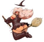 1girl alien broom broomstick bubble_butt cosplay flying funny gloves halloween hat jasper long_hair looking_down muscle orange_skin shiny shiny_skin steven_universe witch witch_hat