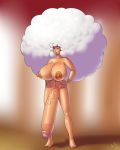 afro big_breasts big_penis breasts female futanari hyper_penis marauder6272 nipples nude penis solo white_hair yellow_eyes