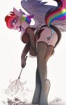 1girl anthro blue_eyes blush caught clothed clothing equine fan_character hair looking_at_viewer looking_down maid_uniform mammal multicolored_hair my_little_pony open_mouth panties pegasus raised_eyebrows tongue underwear uniform upskirt wings zero-sum