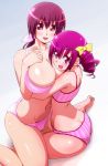 2_girls 2girls :d bikini blush bow bra breasts butt_crack drill_hair hair_bow highres hoshizora_ikuyo hoshizora_miyuki hug large_breasts looking_at_viewer mother_and_daughter multiple_girls open_mouth panties pink_bra pink_eyes pink_hair pink_panties precure purple_bra purple_panties red_eyes red_hair ryuuta_(cure_ryuuta) short_hair smile smile_precure! striped striped_bra striped_panties swimsuit twin_drills underwear vertical-striped_bikini vertical-striped_bra vertical-striped_panties vertical_stripes