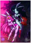  adventure_time ass big_ass big_breasts breasts bunny_ears bunny_girl bunny_tail bunnysuit cleavage fernando_faria_(artist) guitar marceline princess_bubblegum 