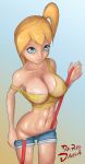 breasts cleavage dareddakka dareddakka_(artist) from_above hentai-foundry kasumi_(pokemon) misty pokemon shorts undressing