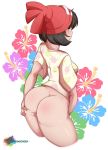 ass bottomless cropped_legs deviantart hat large_ass light-skinned_female light_skin looking_back moon_(pokemon) moon_(trainer) pokemon pokemon_sm rainbowscreen red_hat round_ass text