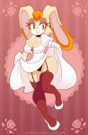 1girl anthro big_breasts breasts choker cleavage clothed clothing dress eyelashes eyeshadow furry garter_belt garter_straps gloves lagomorph legwear lingerie lips lipstick makeup mammal mature_female milf panties parent rabbit re-sublimity-kun sega smile sonic_(series) stockings underwear vanilla_the_rabbit