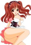  asahina_mikuru ass big_breasts breasts brown_hair cleavage hair highres legs long_hair maid miniskirt mole no_bra no_panties photoshop short_dress short_skirt shy skirt suzumiya_haruhi_no_yuuutsu thighs twin_tails upskirt vector_trace waitress 