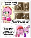  1girl amy_rose anthro blaze_the_cat breasts cat clothed clothing comic dialogue english_text feline fur furry gloves gold_medal green_eyes hair hedgehog mammal midriff pink_fur pink_hair purple_fur sandunky sega simple_background skirt sonic_the_hedgehog text video_games white_background yellow_eyes 