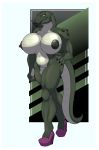 1girl 2016 alligator anthro big_breasts black_nipples breasts clothing crocodilian footwear furry high_heels huge_breasts looking_at_viewer mature_female navel nipples nolollygagging nude pussy reptile scalie shoes smile