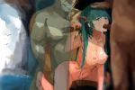 1girl 362203 362203_(artist) 3boys 9nipples bird breasts cum cum_in_mouth cum_on_body cum_on_breasts cum_on_upper_body doggy_position fellatio gangbang green_eyes green_hair grin group_sex hand_on_another's_head hand_on_head handjob hatsune_miku hetero male/female miku_hatsune multiple_boys multiple_penises nude oral penis sex smile spitroast twin_tails vocaloid