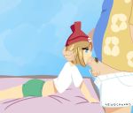 deepthroat fellatio hala hala_(pokemon) hand_on_head lewdcanvas moon_(pokemon) moon_(trainer) oral pokemon pokemon_sm