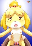 1girl animal_crossing animal_crossing_new_leaf anthro bbmbbf breasts canid canine canine_humanoid doubutsu_no_mori fur fur34 fur34* furry hair_tie isabelle_(animal_crossing) jingle_bell mammal nintendo palcomix ponytail secretary shih_tzu shizue_(doubutsu_no_mori) thick_ass thick_legs thick_thighs vaginal yellow_fur