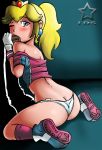 1boy 1girl dakuroihoshi fellatio female_focus kuroihoshi lds looking_at_viewer male/female oral princess_peach super_mario_bros. tiara