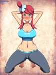 alluring big_breasts blush breasts deviantart layerth looking_at_viewer pokemon pokemon_bw pokemon_bw2 skyla