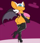 1girl anthro bat breasts clothing female female_only footwear furry high_heels huge_breasts mammal platform_heels platform_shoes reiduran rouge_the_bat sega shoes sonic_(series) underboob