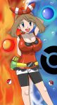  bandanna big_breasts bike_shorts blue_eyes breasts brown_hair cellshadfan cellshadfan_(artist) cleavage creatures_(company) game_freak haruka_(pokemon) humans_of_pokemon may_(pokemon) nintendo poke_ball pokemon pokemon_(anime) pokemon_(game) pokemon_diamond_pearl_&amp;_platinum pokemon_dppt pokemon_oras short_hair 