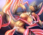 1girl 2016 anthro breast_milking breasts canine doberman dog furry iris-icecry lactating mammal nipples original original_character penetration tears tentacle vaginal vaginal_penetration