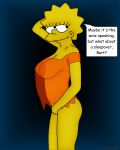 big_breasts brother_and_sister dark_areolae erect_nipples implied_incest inviting_incest large_areolae lisa_simpson lisalover looking_back pointy_nipples see-through_clothes speech_bubble the_simpsons