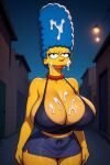  alley big_breasts cleavage cum cum_on_cleavage facial huge_breasts marge_simpson outside sloppyai the_simpsons 