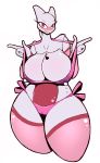 1girl alternate_color anthro big_breasts big_eyes blush bodily_fluids bra breasts cameltoe clothed clothing curvy_figure huge_breasts lactating legendary_pokémon legendary_pokemon legwear looking_at_viewer mewtwo milk nintendo panties pokémon pokémon_(species) pokemon pokemon_(species) r-mk red_eyes side-tie_panties skimpy smile stockings thick_thighs underwear video_games voluptuous wide_hips