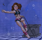  1girl bondage breath_holding exercise female my_hero_academia ochako_uraraka peril predicament sandspire solo training underwater underwater_peril 