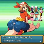  1boy 4girls ai_generated ass assjob big_ass bike_shorts booty_shorts breasts buttjob cum cum_on_ass dawn_(pokemon) ejaculation erection game_freak hotdogging huge_ass may_(pokemon) nintendo penis_between_ass penis_on_ass pokemon 